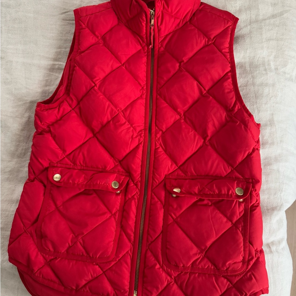 Woman’s Red Quilted Vest with Pockets